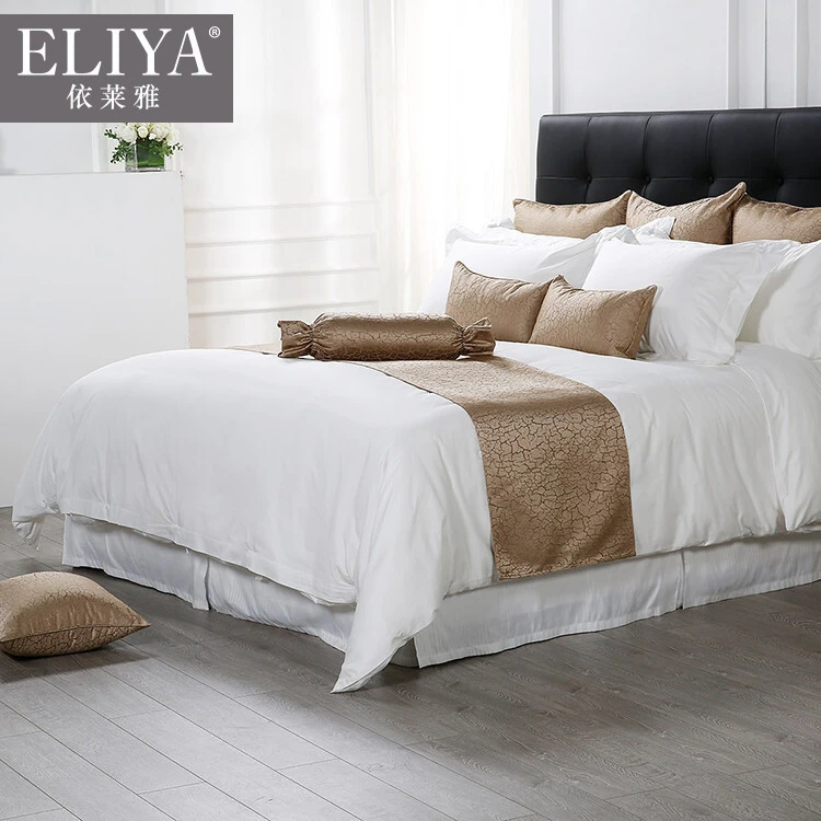 Plain luxury microfiber hotel twin bed sheets set wholesale, satin stripe 5 mm hotel bedding sheet 1