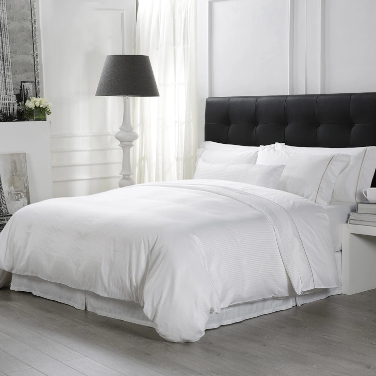 Bv Luxury Custom Queen King Satin Pure White 100% Cotton Bedsheet Bed Linen 5 Star Hotel Bedding Set 1