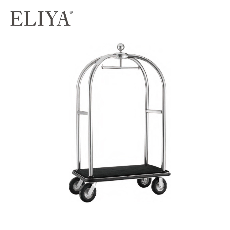 Golden Stainless Steel High Quality Airport Hotel Trolley Luggage Cart SS304 1