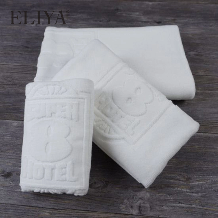 Soft Pure Cotton Custom Jacquard Logo 32S White 24X50 Hotel Bath Towel 1