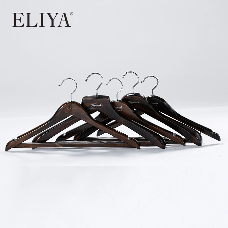 Custom Luxury Suit Black Wood Hotel Cloth Hanger Rack 1