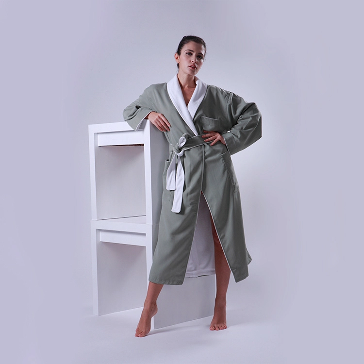 Newest Design Dress Grown/ Bathrobe With Pocket And Embroidery Logo For Hotel Bathrobe Set 1