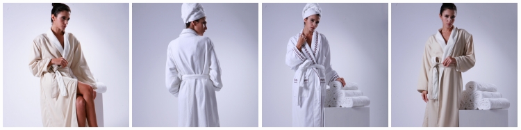 High Quality 100% Cotton Luxury Hotel Linen Bathrobe For Hilton