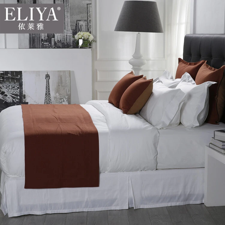 Draps ajustés en coton blanc à l'hôtel, draps blancs en coton blanc fabriqués en Chine, draps de lit d'hôtel 400tc 1