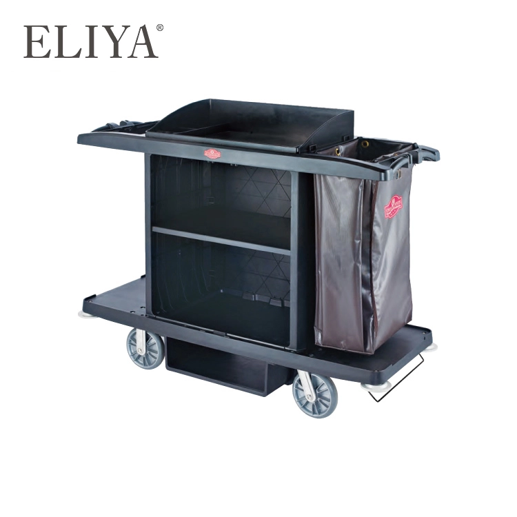 Luxury Stainless Steel Luggage Cart Hotel Housekeeping Trolley 1