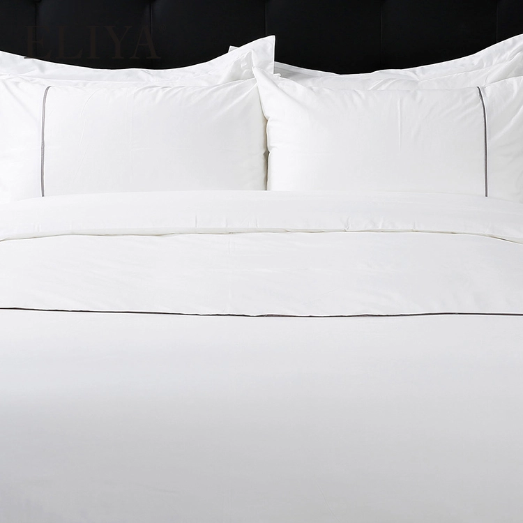 5 Star Hotel Plain White Bed Sheets Cotton Fabric King Size Fitted Sheet 1
