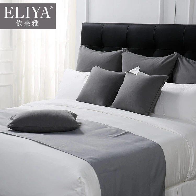 Hotel cotton 300tc solid color silk jacquard white bedding 1