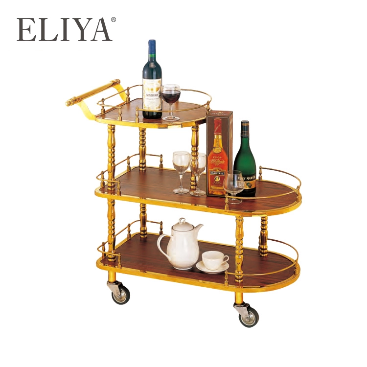 Custom Wooden Luxury Hotel Restaurant Food Serving Trolley 1