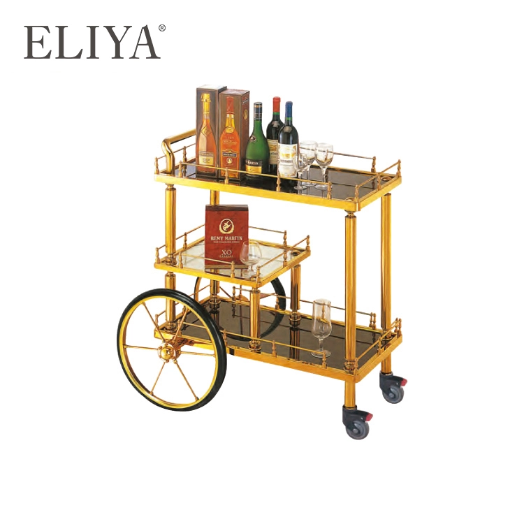 Luxury Hotel Tea Coffee Service Cart Liquor Trolley With Wheels 1