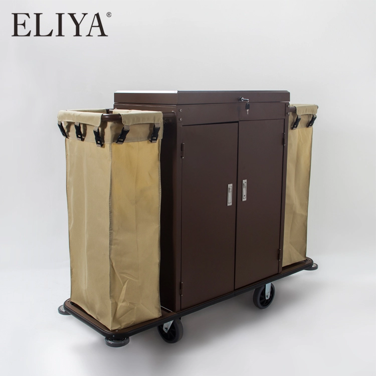 Multifunction Housekeeping Laundry Service Hotel Linen Cleaning Trolley 1