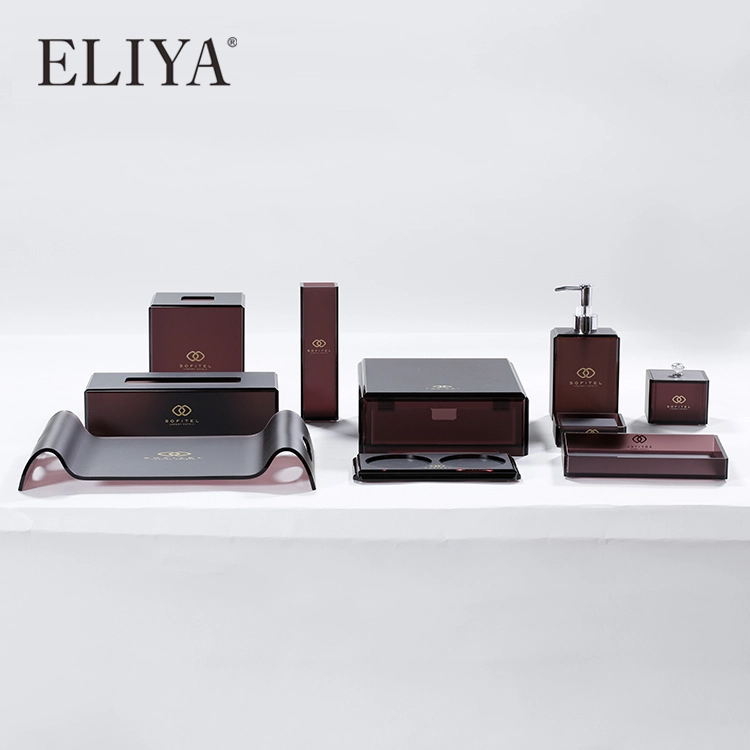 6 Pcs Wholesale Custom High Quality Hotel Accessories Bathroom Set Acrylic 1