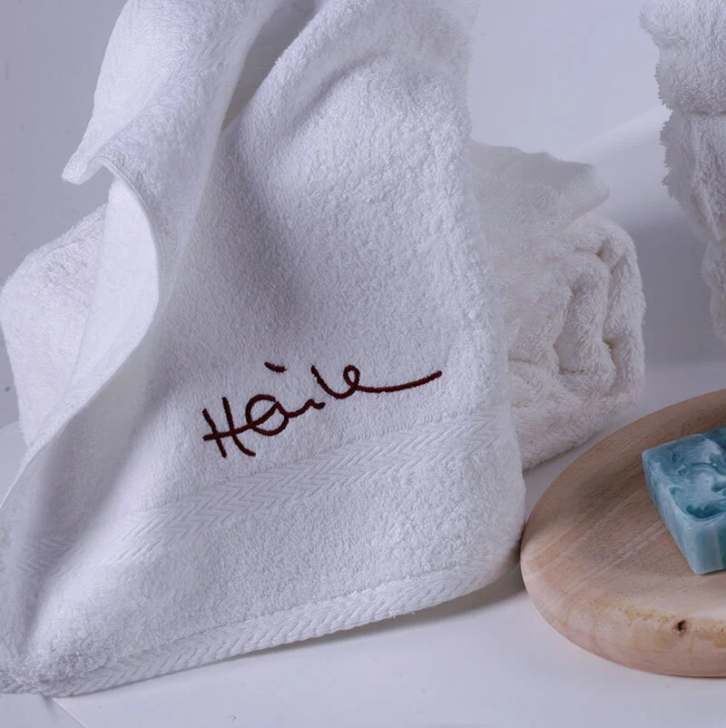 High Quality 16S Towels Bath 100% Cotton Luxury Hand Towel 5 Star Hotel White Towels Set with Logo. 1