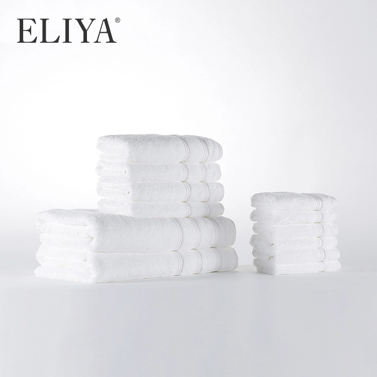 700 Gsm  Factory Price Logo Hand Towel  White Green For Hotel 1