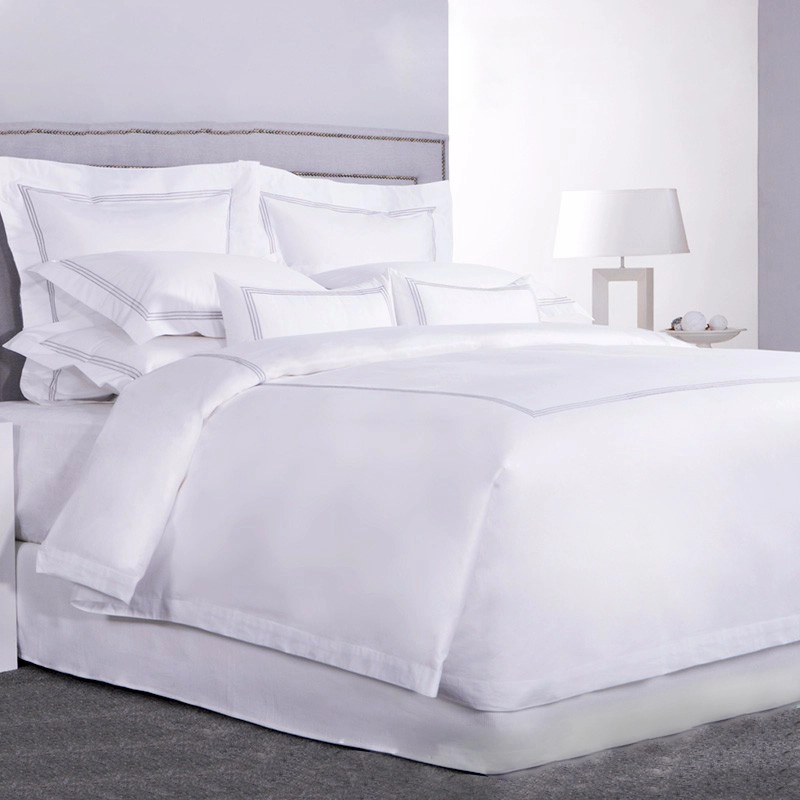 China de alta calidad para dormitorio 100% algodón blanco cubierta de edredón cama de hotel 1