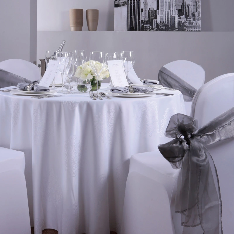 Luxury Restaurant 5 Stars Hotel Round White Wedding Table Cloth 1