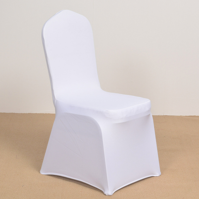 Adjustable White Spandex Seat Wedding Chair Covers With Bow 1