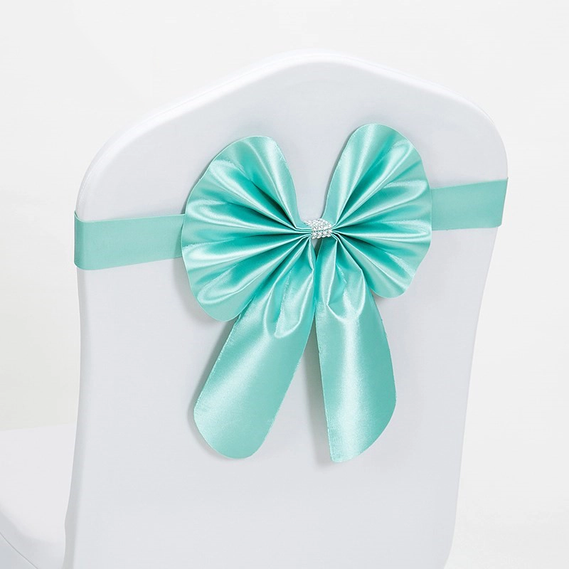 Adjustable Green Spandex Seat Wedding Chair Covers With Bow 1
