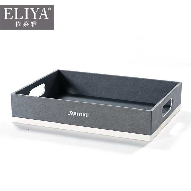ELIYA custom luxury rectangular hotel room tray leather 1