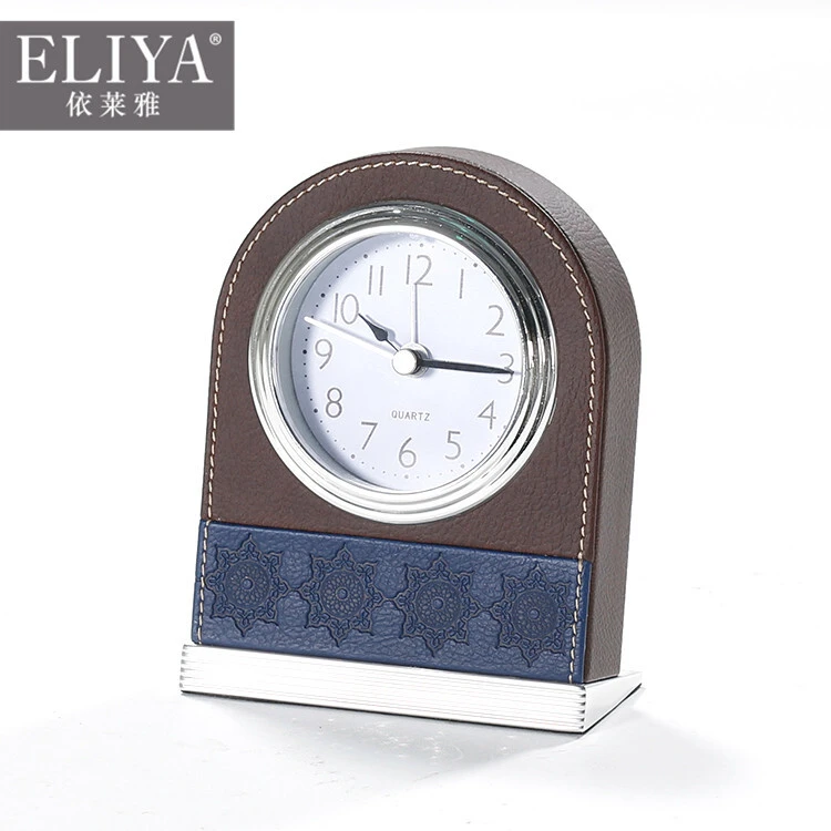 ELIYA fancy logo leather mini 2018 new hotel room alarm clock design Guangzhou factory 1