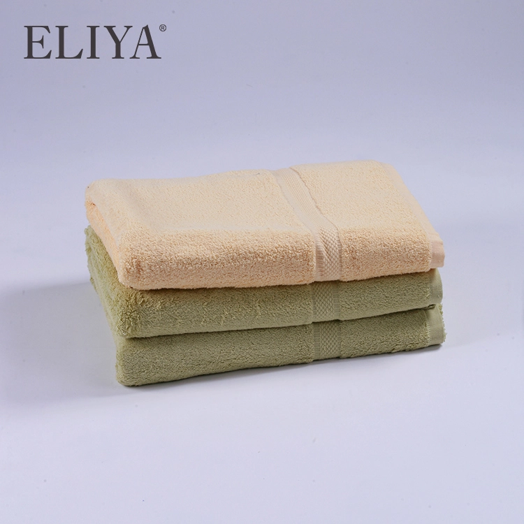 Custom Color 32S Double Loop Large Jacquard Logo 100% Cotton Hotel Bath Towels 1