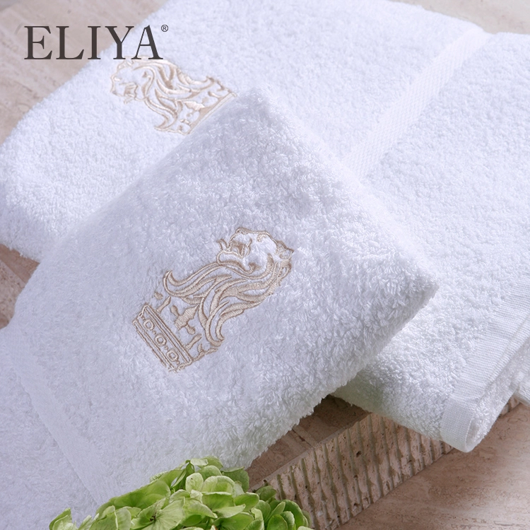 Wholesale Embroidered Egyptian Cotton 16S Single Loop Bath Towels Set For Hotel 1