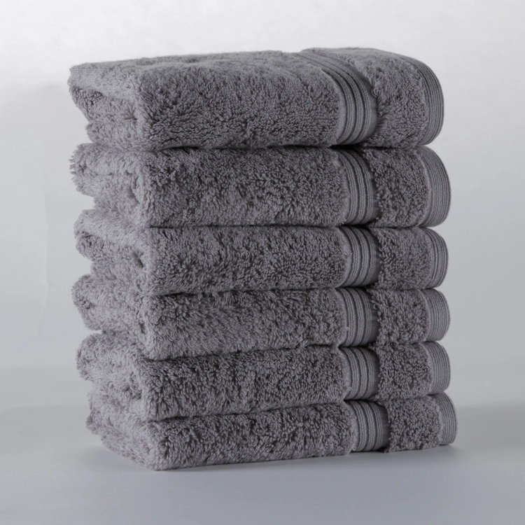 Hot Luxury Wholesale Grey Towel Set Customized Dobby  Bath Towel Hotel 1