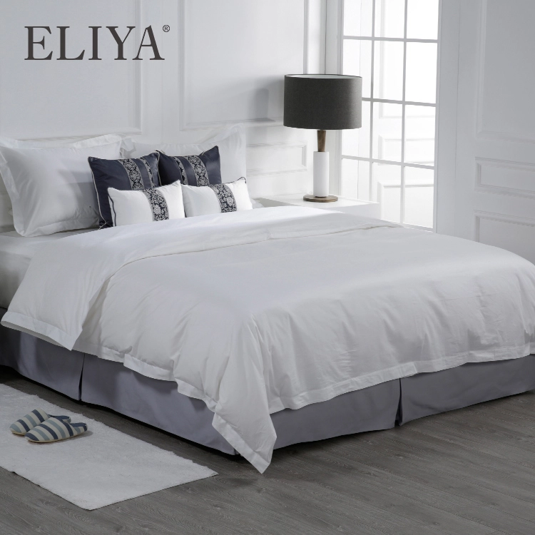 High Quality 100% Cotton White Bedding Set King Size Fitted Bed Sheet For Hotel 1