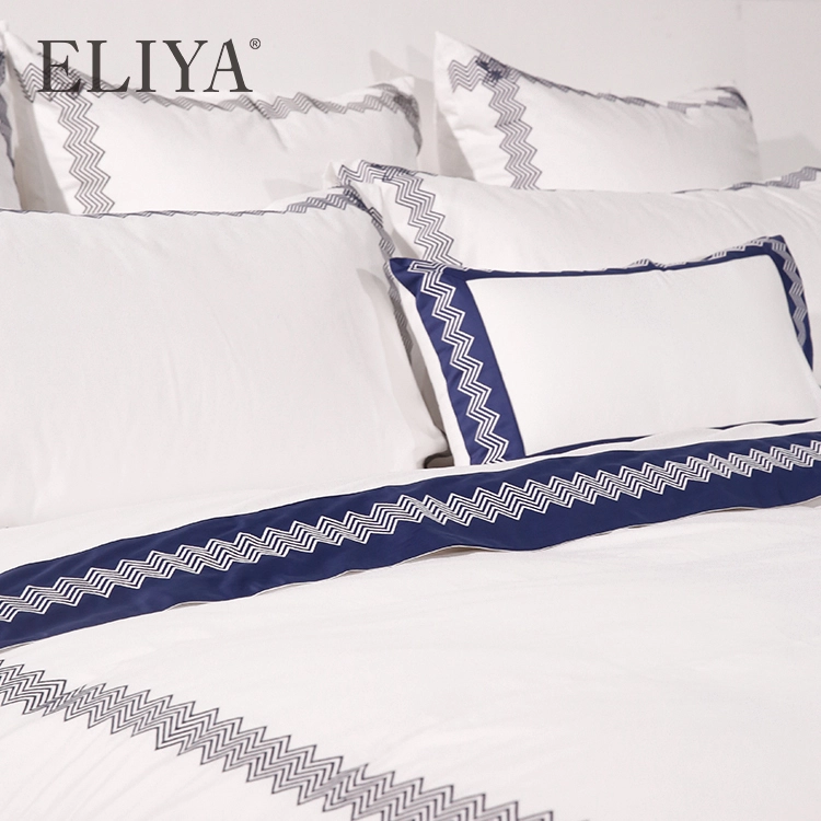 Top Selling Eliya Queen Size White Luxury Satin Hotel Bedding Set Bed Sheet 100% Cotton 1