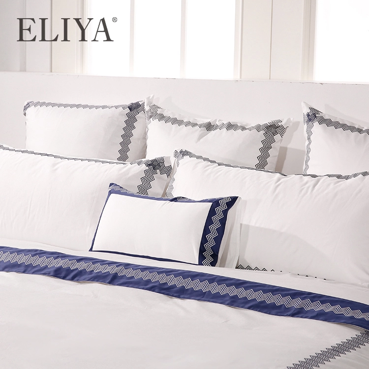 100% Cotton Wave Pattern Luxury Hotel Bedroom Furniture Sets 1