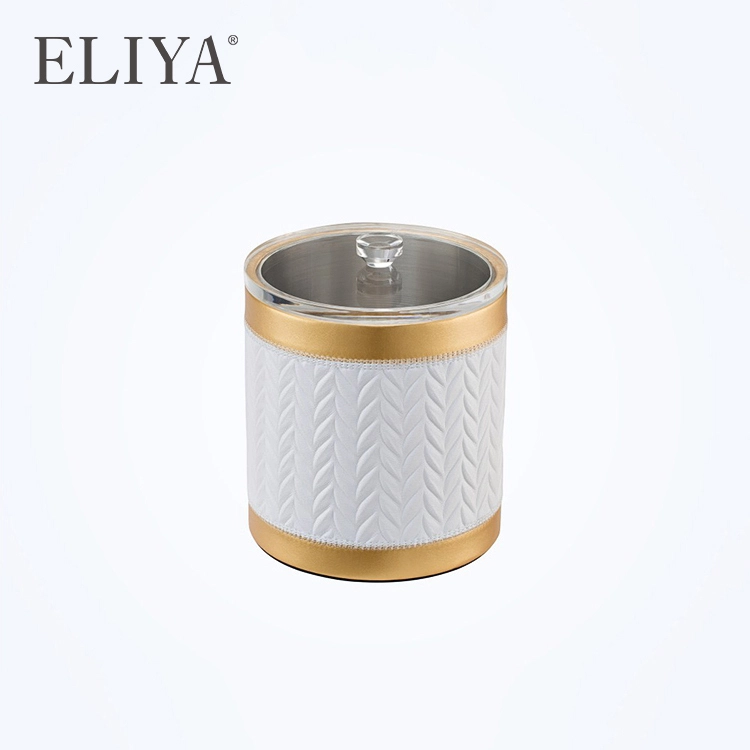 Hotel Supplies ice bucket for hotel leather metal custom logo 1