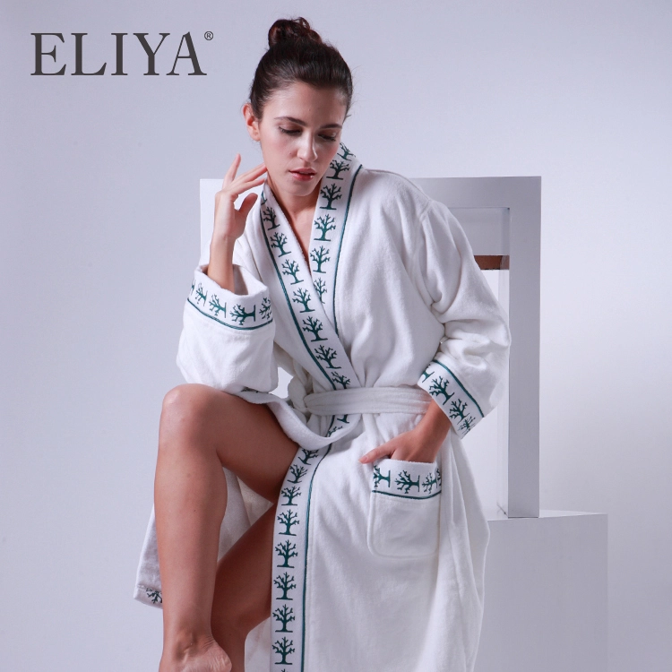 BV certified 100% cotton 5 star hilton hotel bathrobe, Customized Embroidery Logo bathrobes in hotels 1