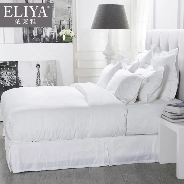 50% cotton Factory wholesale white stripe hotel luxury bedding set hotel,5 stars hotel bedsheet bedding sets 1