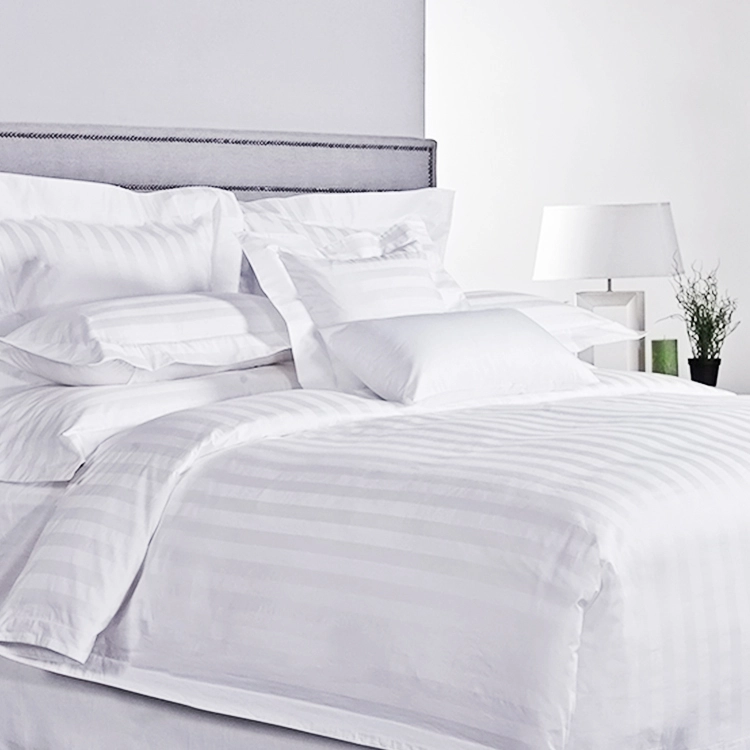 Luxury 5 Star Hotels Embroidered 100% Cotton Percale Kind Bed Sheet Linen White Hotel Bedsheet 1