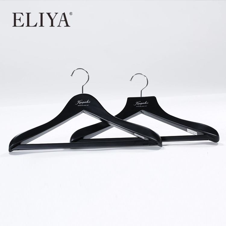 5 star hotel black hanger clothes wood with custom logo 1