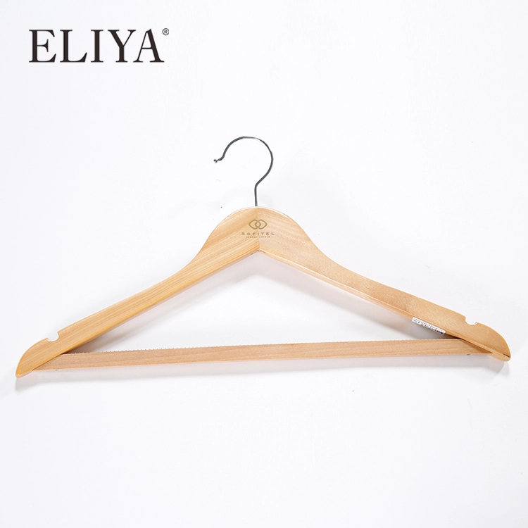 Solid Wood Coat Suit Hotel Anti Theft Hangers With Logo 1