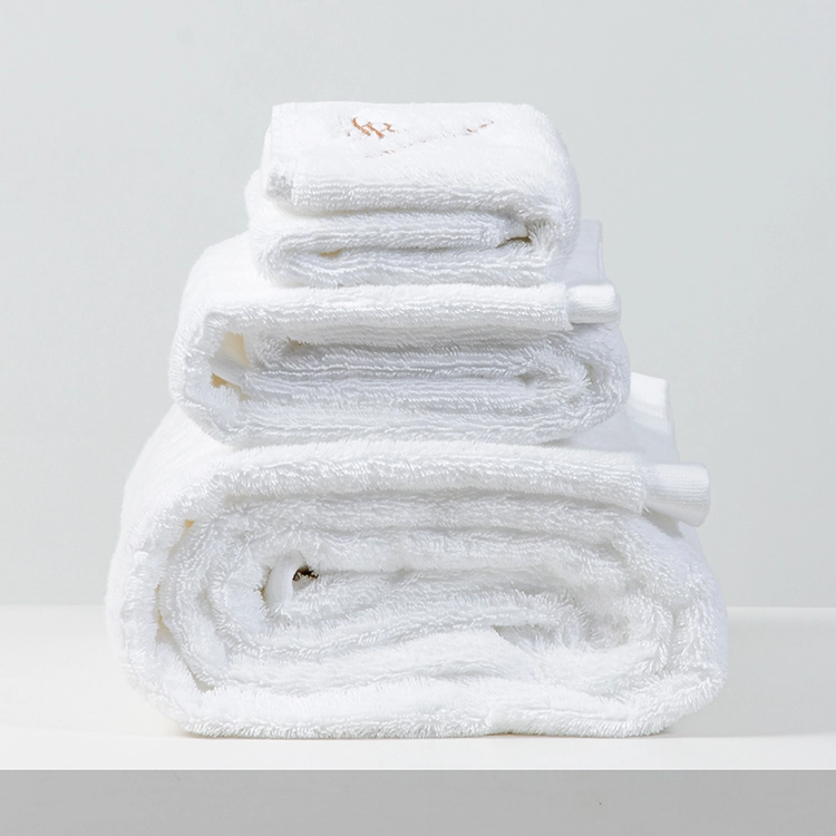 Embroideried Logo 5 Star 100% Cotton Spa Bath Plain White Hilton Hotel Towels 1