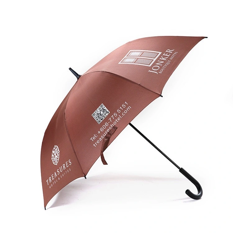 5 Stars Hotel Umbrella with Full Fiberglass Frame High Quality Grade Semi Automatic Straight Color Coating Polyester Stretch 1