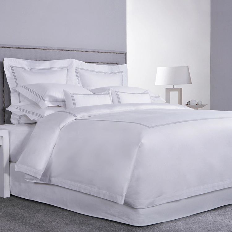Hot Sale 5 Star Hotel Bed Sheet 100% Cotton Bedding Set Luxury Pillow Case with Embroidery Logo 1