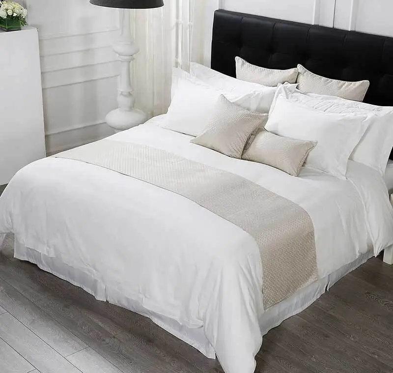 100% Cotton 4pcs 60s White Bed Sheets Set Hotel Linen For Sale 1