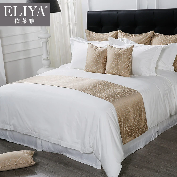 Textile Hotel Cotton Fabric Queen White Bedding Sheet Sets Linen 1