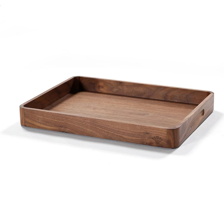 Custom Luxury Hotel Restaurant Food Serving Wood Tray With Handles 1