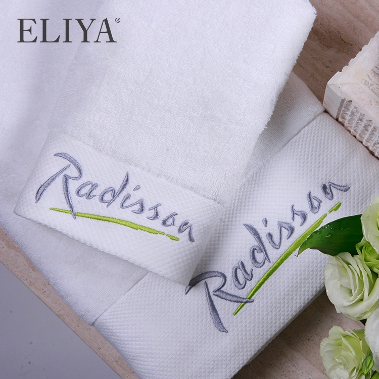 Jacquard White 100% Cotton 32S Hotel 35X75 Bath Towel For Hotel 1