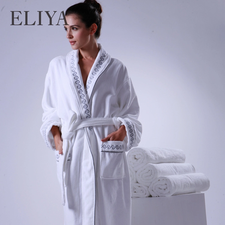 ISO9001 certified 100 cotton hotel bathrobe, Velour bathrobe 5 star hotel 1
