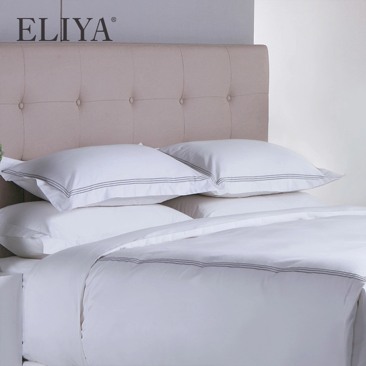 Star Hotel Elastic Bed Sheet Fashion 3 Lines Embroidery Duvet Cover 1