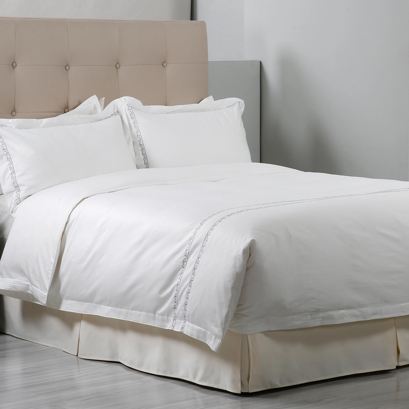 Custom Ruffled Luxury Queen Bedding Linen Covers Hotel Bed Skirt Set For Hilton 1