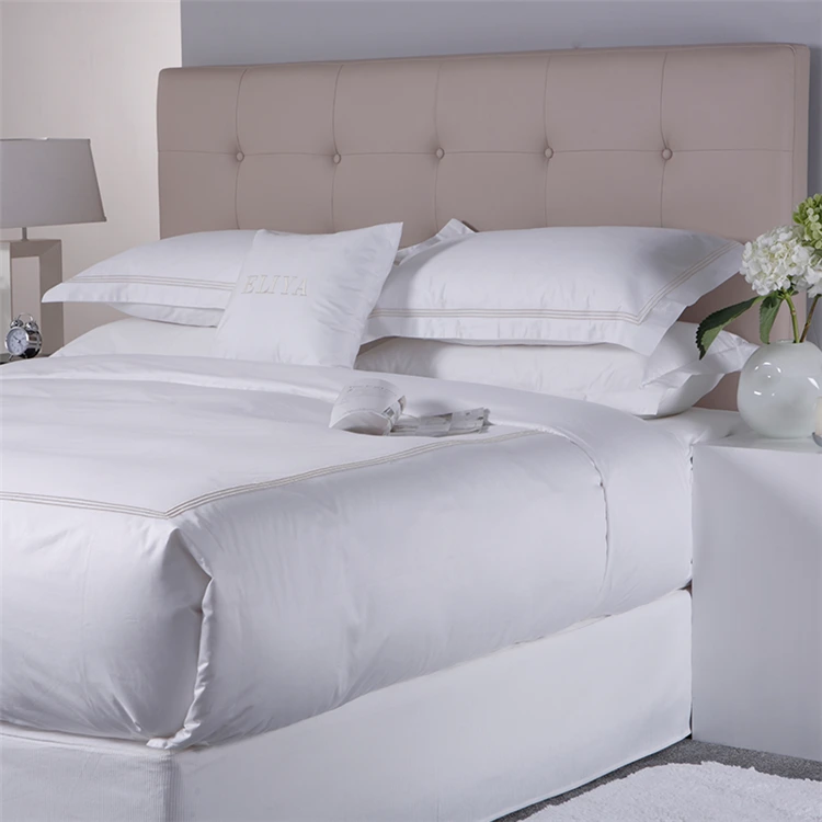 100% Cotton White Stripe Used Hotel Luxury Bed Sheets ,Hotel White Bed Sheet 1