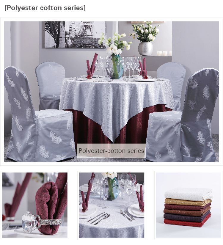 300cm Hotel Luxurious Restaurant White Polyester Dining Set Table Cloth 20