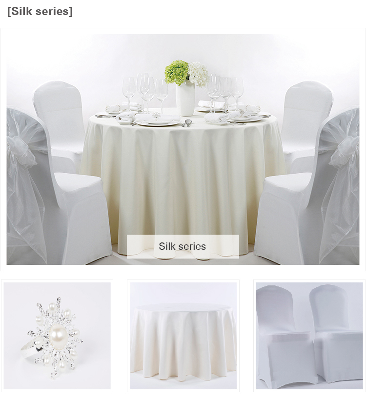 Hotel Restaurant Table Linens Plain White Polyester 108 Inch Round Wedding Table Cloth 12