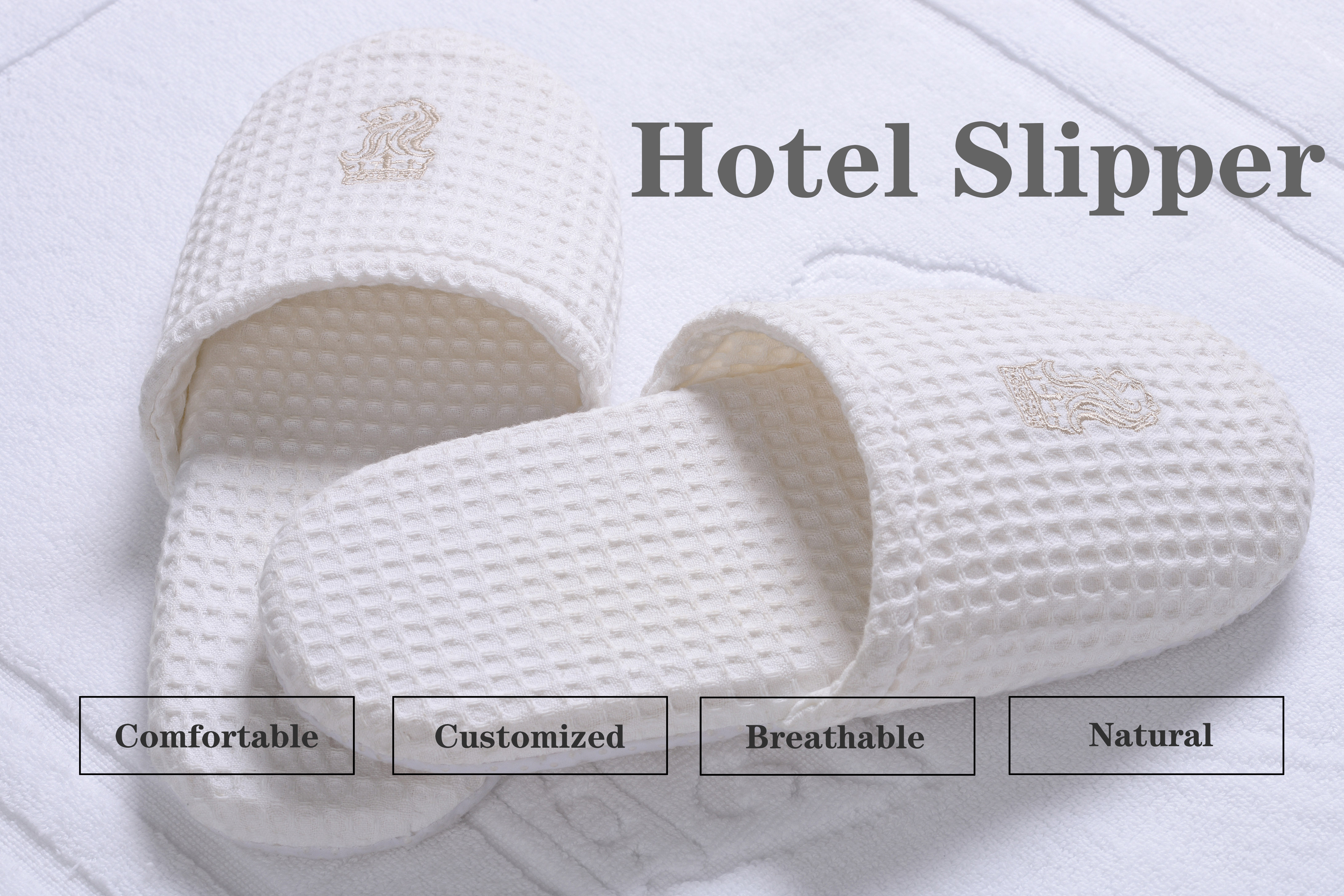 Zapatillas ELIYA de hotel blancas de 5 estrellas/zapatilla de algodón con EVA/suela de puntos antideslizantes 15