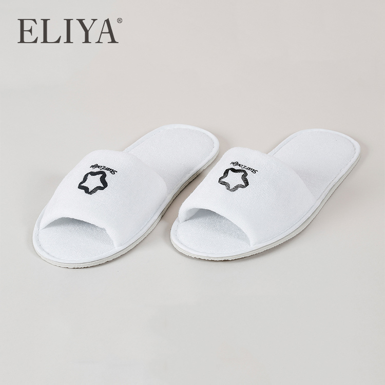 Zapatillas ELIYA de hotel blancas de 5 estrellas/zapatilla de algodón con EVA/suela de puntos antideslizantes 16